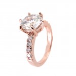 Crystal Stone Solitary Rose Gold Ring